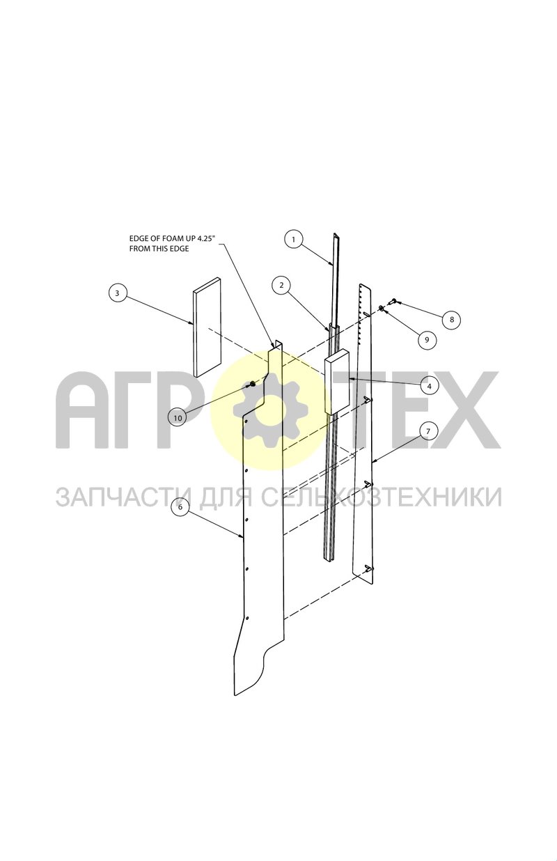 Правый уплотнитель блока радиатора (SX019898) (№8 на схеме)